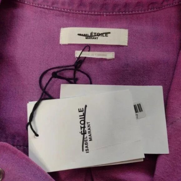 Isabel Marant Etoile Pitti Ombre Denim Western Pearl Snap Shirt Purple Pink Blue - Picture 3 of 10